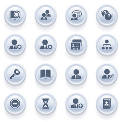 Wall Mural - Users icons on blue buttons.