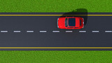 road with red car (top view)