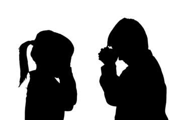 Sticker - Vector silhouette of children.