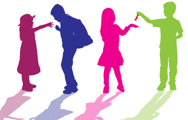 Sticker - vector silhouette of children.