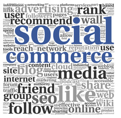 Canvas Print - Social media commerce conept in word tag cloud