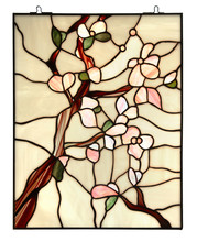 Stained Glass Window With Floral Pattern On White