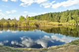 Fototapeta Na ścianę - Spring landscape forest river.