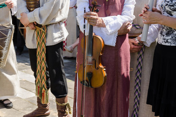 female hand hold folk instrument violin