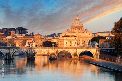 Naklejka samoprzylepna Rzeka tiber, ponte sant angelo i ul. 