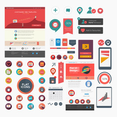 Wall Mural - Large collection of flat web graphics