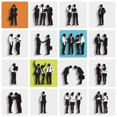 Wall Mural - Isolated Silhouettes of Business People Working
