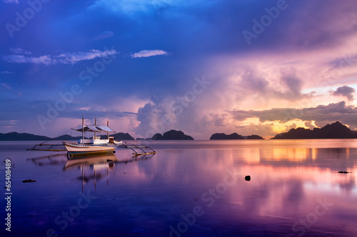 Plakat na papierze fotorealistycznym Zachód słońca w el nido, palawan - Filipiny