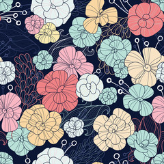 Aufkleber - Seamless floral pattern