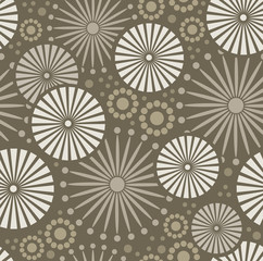 Wall Mural - Folk Simple beige Seamless pattern retro flowers