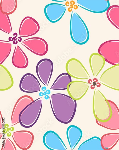 Naklejka dekoracyjna seamless colorful flower pattern