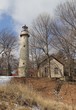 Historic lighthouse in winter