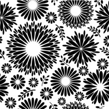 Vintage Black White Floral Background Seamless Pattern
