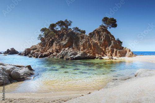 Board z aluminiowym obramowaniem Plaża costa brava, Katalonia, Hiszpania