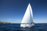 Boat in sailing regatta. Luxury yachts.