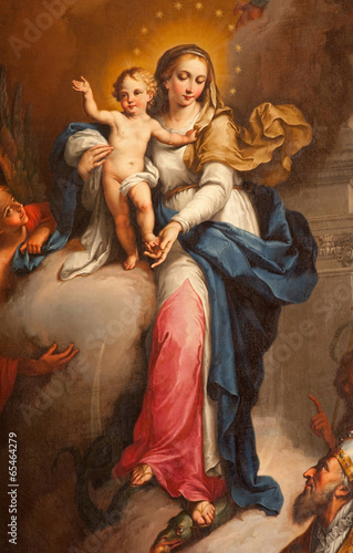 Obraz na płótnie canvas dwuczęściowy "dyptyk" Verona - farba madonna z kaplicy maffei w duomo