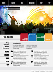 Wall Mural - Websiet with big music event banner. Vector