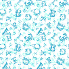 Wall Mural - Sketch alphabet seamless pattern