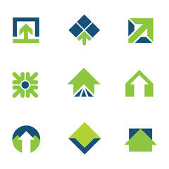 Wall Mural - Going green for natural business success arrow up logo icon