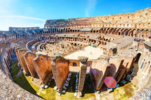 Panorama Inside Roman Colosseum (Coliseum) In Rome, Italy