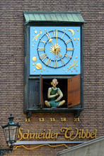 Clock With Figure Of Schneider Wibbel In Dusseldorf
