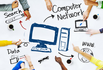 Group of People with Computer Network Concept