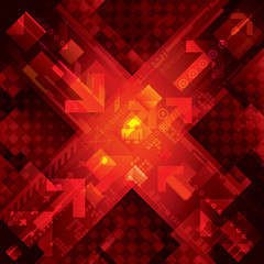 Poster - High tech abstract red technical background.