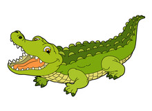 Cartoon Animal - Crocodile - Flat Coloring Style