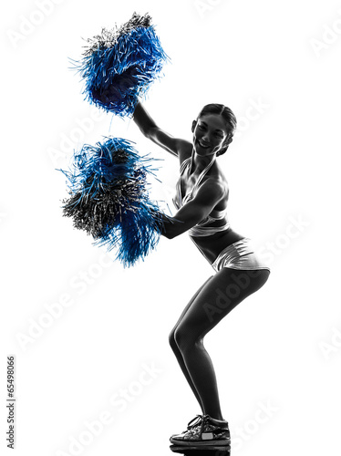 Fototapeta na wymiar young woman cheerleader cheerleading silhouette