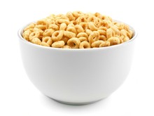 Bowl Of Oat Cereal On A White Background