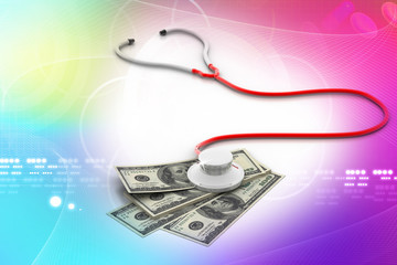 Financial concept - Stethoscope testing dollar