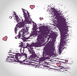 Squirrel in love illustration