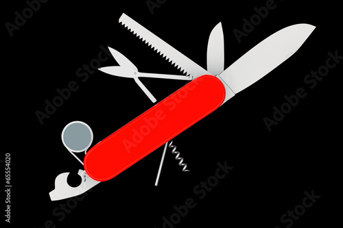 Valokuva Multipurpose pocket knife. Military red knife
