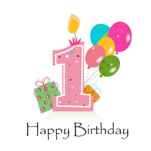 Happy First Birthday Card Vector