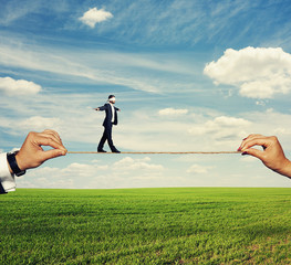 Poster - businessman balancing on the rope