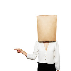 Poster - woman with paper bag on the head