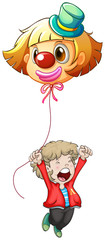 Sticker - A happy young man holding a clown balloon