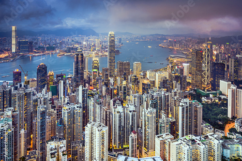 Naklejka samoprzylepna Hongkong Chiny panoramę miasta