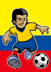 Poster - Colombia soccer player with flag background