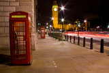 Fototapeta Londyn - London telephone box and Big Ben in background