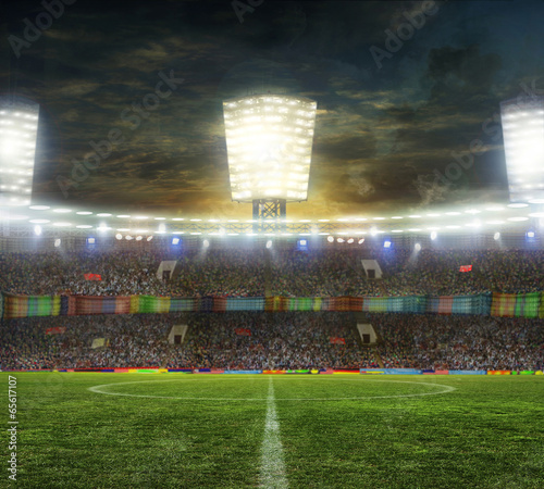 Board z aluminiowym obramowaniem Stadion sportowy i koncerty puste w słoneczny dzień
