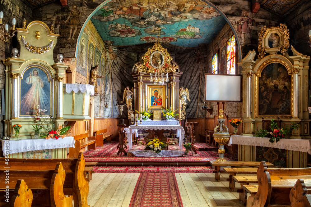 Obraz na płótnie Church interior of Sts. John the Apostle in Zakopane, Poland. w salonie