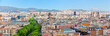 Aerial view of La Rambla and the skyline of Barcelona Panorama