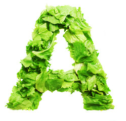 a letter made with lettuce