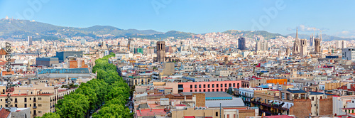 Board z aluminiowym obramowaniem Widok z lotu ptaka la rambla i panoramę panoramy Barcelony