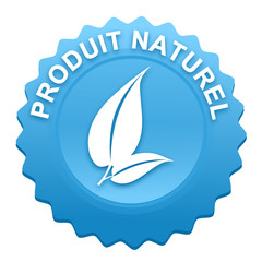 Poster - produit naturel sur bouton web denté bleu