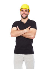 Wall Mural - Portrait of smiling worker in a black polo shirt