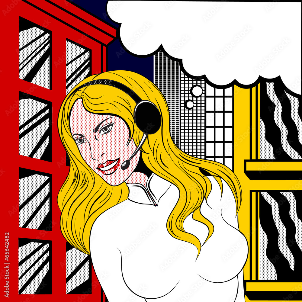 Fotografie, Obraz Call center operator pop art