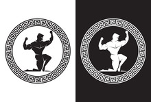Hercules Inside A Greek Key Front View