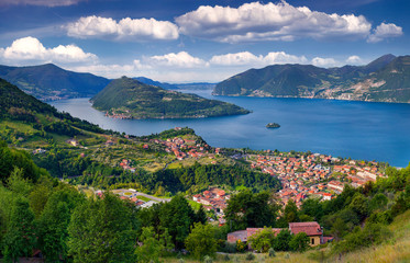 Wall Mural - View of the city Marone, a bright sunny day